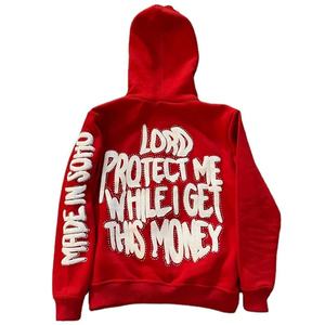 OEM personalizado 100% algodón de peso pesado Full-Zip Hoodie para hombres cara completa de gran tamaño 3D Puff estampado ácido lavado recortado ropa de invierno - Product Image 3