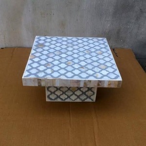 Soporte de pastel con incrustaciones de hueso hechas a mano de calidad superior con acabado liso para mesa de comedor moderna a precio mayorista de Aaliyan Impax - Product Image 5