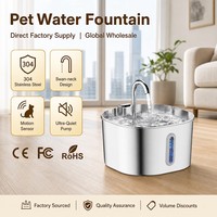 Fontaine à eau pour animaux de compagnie en acier inoxydable 2,2 L, design col de cygne, capteur à induction, vente en gros, directement de l'usine
