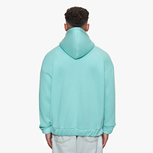 Fabricantes de alta calidad de lujo Zip Men Boxy Hoodie 500gsm French Terry Oversized Drop-Shoulder bordado Pocket Winter - Product Image 3