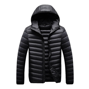 Veste matelassée personnalisée pour homme, bleu marine, imprimé léopard, doublure blanche, capuche, manteau d'hiver chaud, rembourrage matelassé, emballage en forme de tambour - Product Image 2