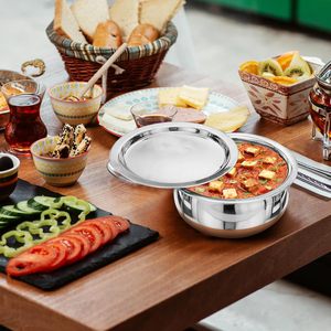 Lot de 5 Handi/ustensiles de cuisine en acier inoxydable à fond en cuivre avec couvercle Technique personnalisée jetable pour les occasions de fête - Product Image 5