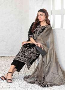 Hermoso Traje Salwar Pakistaní con Bordado a Mano, Estilo Moderno, Salwar Kameez Pakistaní Largo con Dupatta, Vestido para Bodas y Eventos - Product Image 4