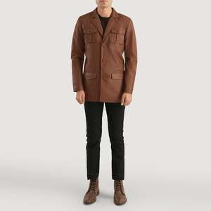 Chaqueta de Cuero Marrón Ray Cutler, Chaqueta de Cuero Premium para Hombre - Product Image 3