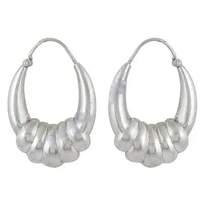 "925 <b>Silver</b> Ribbed <b>Hoop</b> Earrings for Women-Fashion Cuff Earrings" - Product Image 3