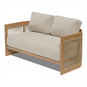 Ensemble de canapés en teck massif durable de style Japandi, tissage de corde incurvée, design moderne pour salon, utilisation en extérieur/intérieur - Product Image 4