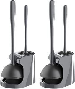 MR.SIGA ชุดแปรงและที่ดูดส้วมสำหรับทำความสะอาดห้องน้ำ สีเทา 2 ชุด - Product Image 4