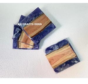 Sous-verre en bois d'acacia en résine époxy nouveau design artisanal de meilleure qualité - Product Image 2