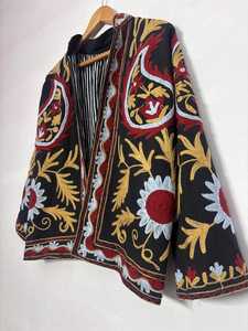 Handmade Suzani <b>Kantha</b> Cotton <b>Jacket</b> Embroidered Bohemian Coat Handmade Coat Floral Embroidered Velvet <b>Jacket</b> - Product Image 3