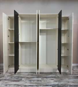 Meubles de chambre à coucher modernes et luxueux, ensemble de chambre à coucher réglable en bois et métal avec rangement, style minimaliste pour appartement, villa, maison, hôtel - Product Image 2