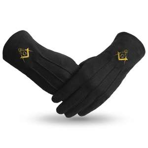 Guantes masónicos de algodón negro más vendidos, guantes de Regalia masónicos para exteriores con bordado a máquina de algodón 100% - Product Image 1