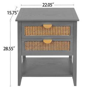 Mesita de noche moderna de bambú con cajones de almacenamiento, muebles minimalistas funcionales con estilo para dormitorio, sala de estar para uso en apartamentos - Product Image 3