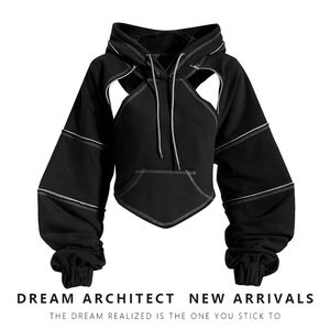 เสื้อฮู้ดผู้หญิงผ้าคอตตอนผสมโพลีเอสเตอร์สำหรับฤดูหนาว ลายเรียบ ดีไซน์มีซับใน แบบสวมหัว ย้อมสีพื้น - Product Image 2