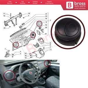 Buse de ventilation latérale BDP1155, conduit de diffusion pivotant 735461076 pour Fiorino 3 Qubo Citroën Nemo Bipper Bross Pièces automobiles MadeinTurkey - Product Image 2