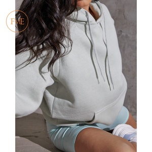 Venta al por mayor Unisex de gran tamaño cuello con capucha conjunto de invierno 100% algodón Fleec Terry de talla grande sudaderas con capucha de las mujeres con logotipo frontal - Product Image 2