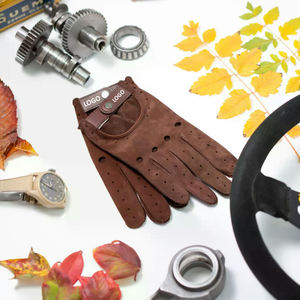 Gants de conduite d'hiver en cuir d'agneau avec logo personnalisé pour hommes, design personnalisé à la mode, vente en gros - Product Image 4