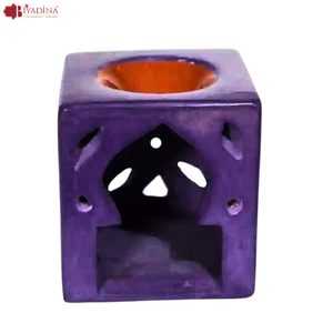 Icense – brûleur d'encens marocain, brûleur d'encens en forme carrée, fait à la main, en argile, en céramique, multicolore, joli et robuste - Product Image 3