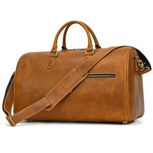 Custom Logo Genuine <b>Leather</b> Duffle <b>Bag</b> Men's Carry on <b>Overnight</b> Travel <b>Bag</b> <b>Leather</b> Duffel <b>Bag</b> - Product Image 3