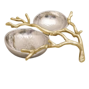 Bol à fruits artisanal de créateur, poli, avec un design unique, finition brillante, en métal, pour la table à manger et la décoration de fête - Product Image 1