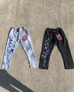 Custom High Quality Breathable Cotton Streetwear Tracksuit Set-Acid Wash Screen Printed Flared Sweatpants and Hoodie - Product Image 4