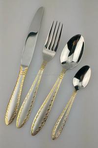 Classic Stainless Steel Cutlery Set <b>Gold</b> Designer Handle Smooth Handle Flatware Set For Kitchen - Product Image 6