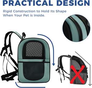 Mochila transportadora para perros y gatos, ajustable, de poliéster, impermeable, plegable, transpirable, con malla, para senderismo, viajes y actividades al aire libre, hecha en Vietnam. - Product Image 4