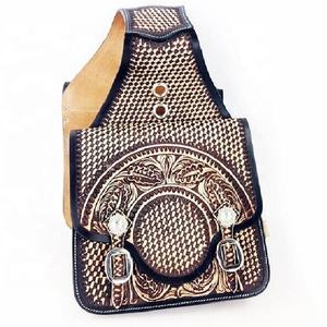 Venta caliente occidental caballo ecuestre bolsa de sillín ligero grano grueso cuero plata Concho Floral Tooled transpirable - Product Image 1