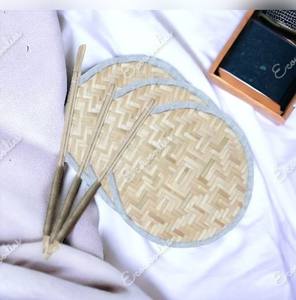 2024 <b>Hand</b> Crafted Natural Half Woven Bamboo Fiber <b>Fan</b> Long Handles Eco-friendly Reusable Raffia <b>Hand</b> <b>Fan</b> Smart Home Product - Product Image 3
