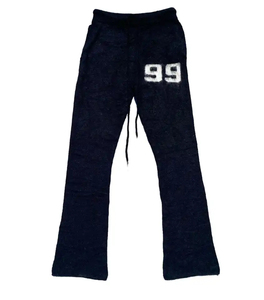 Pantalon de survêtement évasé en mohair doux et chaud d'hiver unisexe en tricot à jambes larges personnalisé OEM pour hommes - Product Image 2