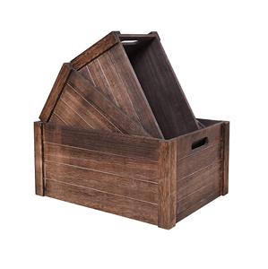 Wood Nesting <b>Storage</b> <b>Crates</b> with Handles Decorative Farmhouse Wooden <b>Crates</b> <b>Storage</b> Containers Rustic Handmade Natural Solid - Product Image 4