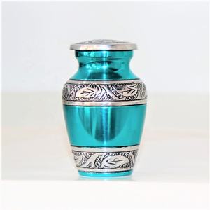 Urnes souvenir bleues classiques entièrement gravées pour cendres humaines adulte mâle femelle pot de cendres pot décoratif lot de 4 fabricant - Product Image 5