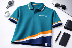 เสื้อโปโลผู้ชายแบบสั่งทำพิเศษ – แขนสั้น โพลีเอสเตอร์ ลายทางเฉียง ชุดยูนิฟอร์มบริษัทและทีม (สีเขียวอมฟ้า) - Product Image 3