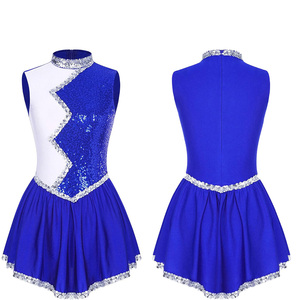 Ensemble d'uniformes de cheerleading pour filles bleu et blanc avec logo personnalisé |   Fabricant OEM |   Tenue de cheerleading de performance - Product Image 3