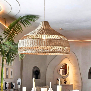 Vietnam fabricant meilleur prix rotin abat-jour Style Antique bambou métal pendentif plafonnier maison Resort hôtel décor - Product Image 1