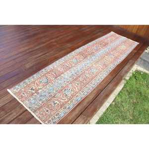 Alfombra Turca Vintage de Lana Azul, 2x7.4 pies (60x225 cm) - Product Image 2