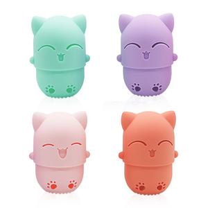 Nuevo Estuche Protector de Silicona Portátil con Diseño de Gato de Dibujos Animados Europeo Americano para Borla de Maquillaje y Esponja de Belleza, con Función de Limpieza y Almacenamiento, Modelo Cápsula - Product Image 5