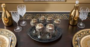 Juego de 6 copas con bandeja de latón puro, copa de vino, whisky, cóctel, Bar, Hotel, restaurante, copa para servir - Product Image 2