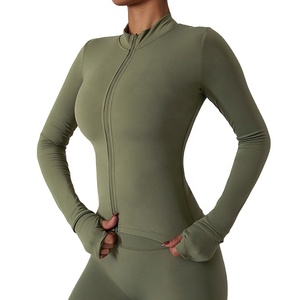 2024 nu sentiment femmes coupe ajustée fermeture éclair complète Yoga Gym Fitness à manches longues Yoga costume pour femme vêtements de sport entraînement veste à glissière - Product Image 1