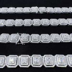 Tamaño personalizado Moda Hip-hop 925 Pulsera y collar de plata VVS Moissanite redondo con diamante para compromiso y fiesta - Product Image 2