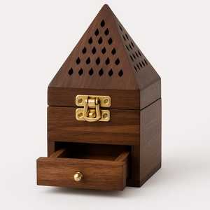 Porta Incienso de Madera India Natural y Duradero para Varillas de Agarbatti |   Quemador de Madera Hecho a Mano con Recolector de Cenizas para Meditación y Oración - Product Image 4
