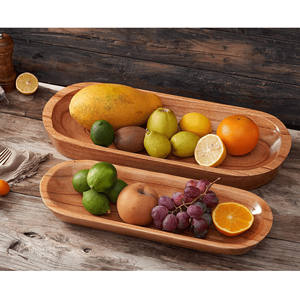 Diseño único vendedor superior Mango madera servir cereza cuenco decorativo madera tallada cuenco oblongo frutero para la decoración de la cocina del hogar - Product Image 3