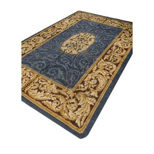 Tapis en laine noué à la main Aalam Blue Pae-5940 à motif médaillon pour la décoration de la maison et de la voiture, salon, taille 9x12, tapis Jaipur US - Product Image 2