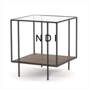 Plateau en verre avec table d'appoint de canapé de taille standard décor de restaurant de café table basse centrale en métal de style classique - Product Image 1