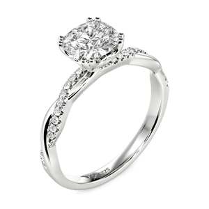 Bague de fiançailles Jeulia en argent sterling plaqué or rose avec coupe coussin torsadée - Product Image 3