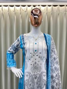 Premium Pakistani Salwar Kameez With Long <b>Shirt</b> Palazzo Style and Dupatta Set Available at Wholesale Prices from India - Product Image 4