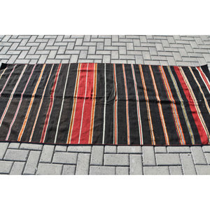 Vintage Turkish Wool <b>Rug</b> Modern <b>Black</b> Oversized Area 34 X 82 ft Flat Weave Patchwork Pattern for Living Room Decorations Latex - Product Image 3