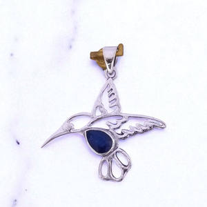 Colgante Único de Paloma de la Paz para Regalo, Joyería Fina de Plata de Ley 925 con Gema de Zafiro Azul - Product Image 2