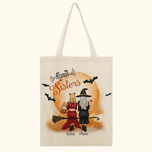 Personalized Halloween Always Sisters Canvas <b>Bag</b> Fashionable and Vintage Reusable Polyester Lining for Winter and <b>Summer</b> - Product Image 2