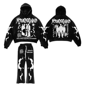 Étiquettes tissées personnalisables de haute qualité unisexe Impression bouffante 3D Pantalon ample Survêtement polaire avec logo pour la saison d'hiver - Product Image 1