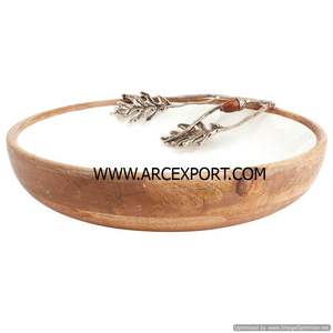 Plateau en émail et en bois Design de luxe Décoration de la vaisselle Plateau alimentaire Vente en gros Plateau de service à dessert en Inde - Product Image 5